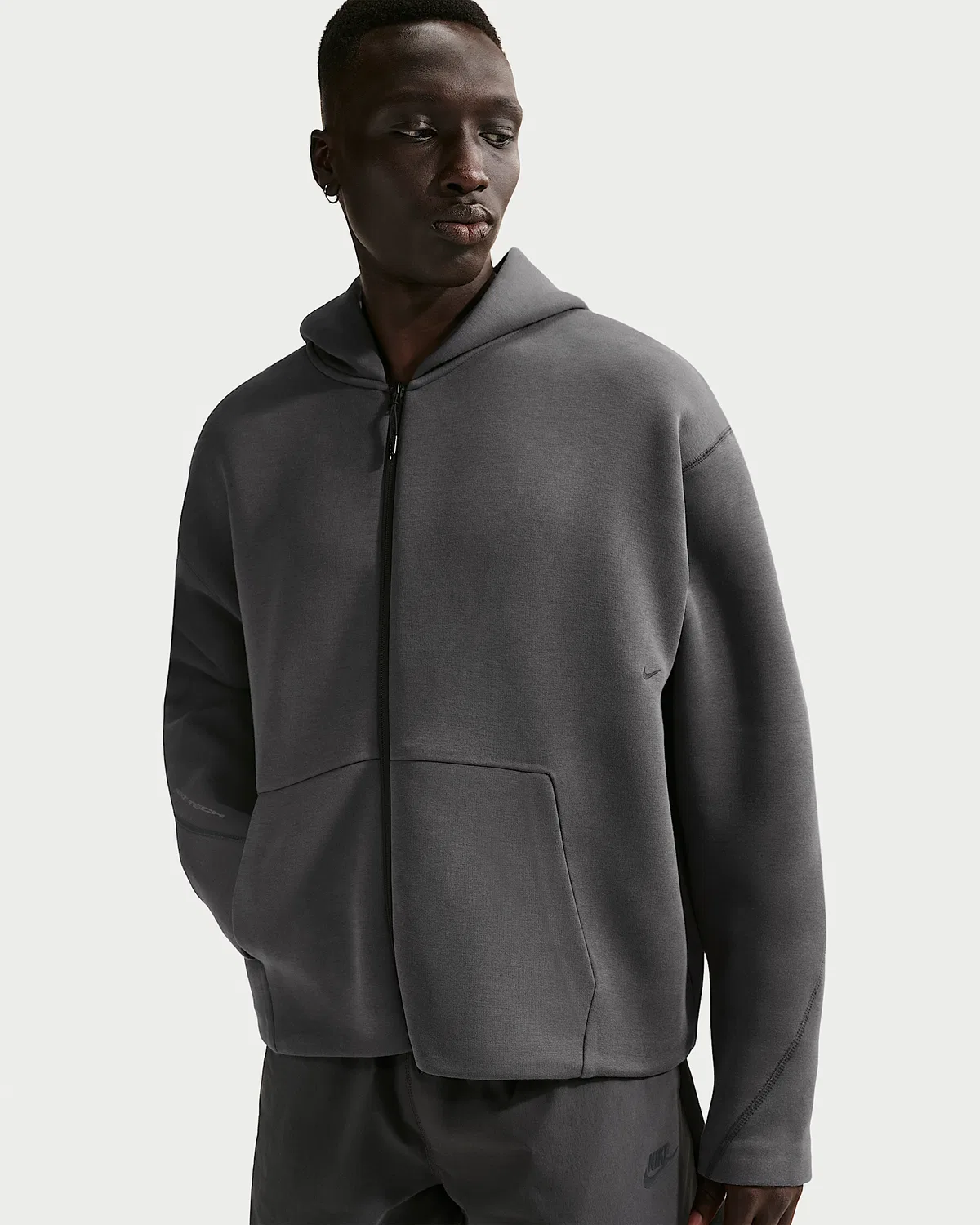 Мужская флисовая худи на молнии Nike Tech, Anthracite/Black