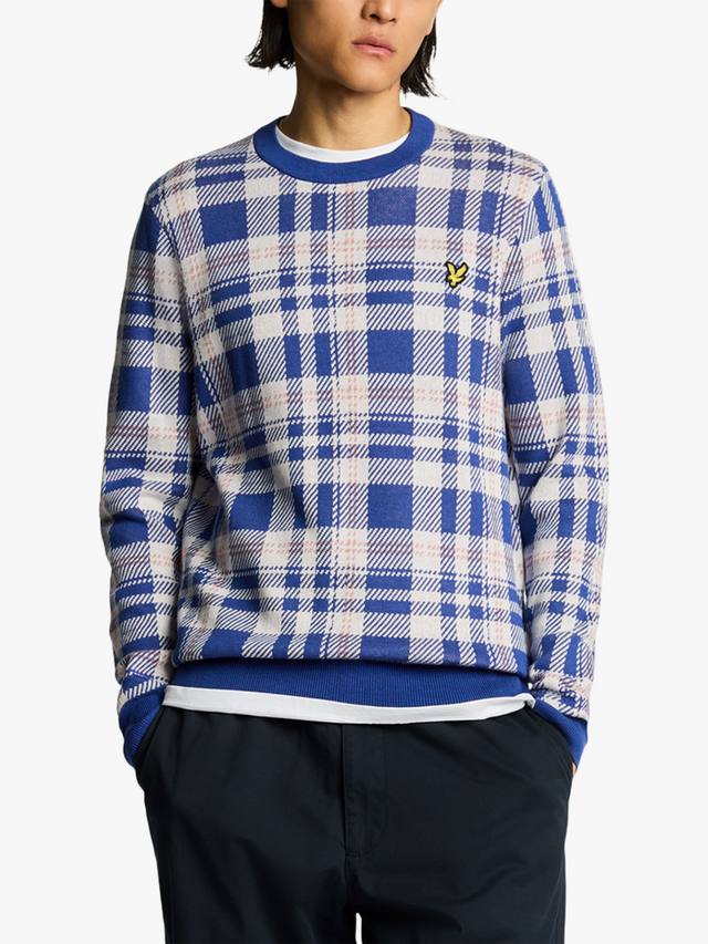 

Свитер с клетчатым узором и круглым вырезом Lyle & Scott, Mist Lilac