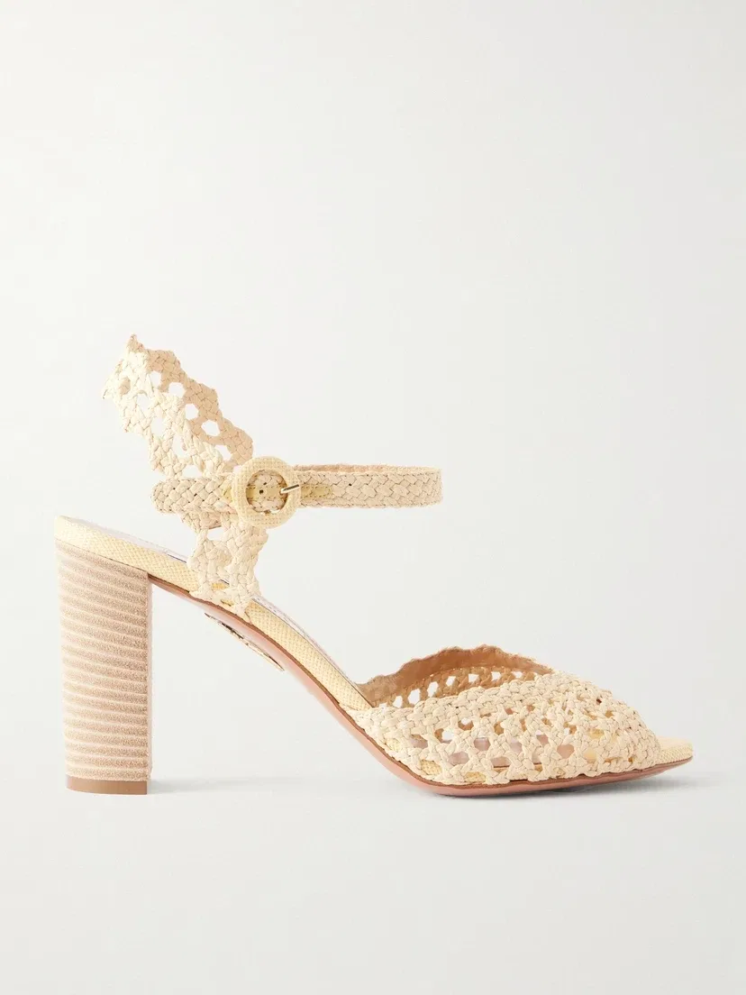 Сандалии Bossa Nova 85 из рафии Aquazzura, бежевый