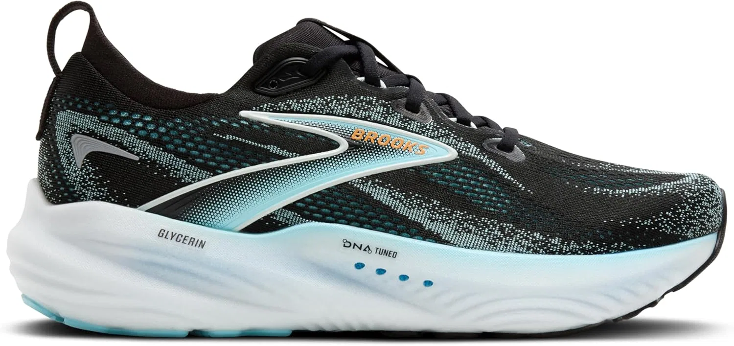Мужские беговые кроссовки Brooks Glycerin 22 нейтрального цвета, Black Atomizer Blazing Orange — фото 2