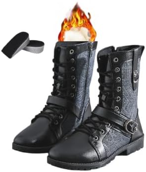 

Мужские ботинки на шнуровке с массивной подошвой, ботинки до середины голени с массивной подошвой в стиле панк, тактические ботинки, ретро-рок ботинки в военном стиле с пряжками Huayorong, черный