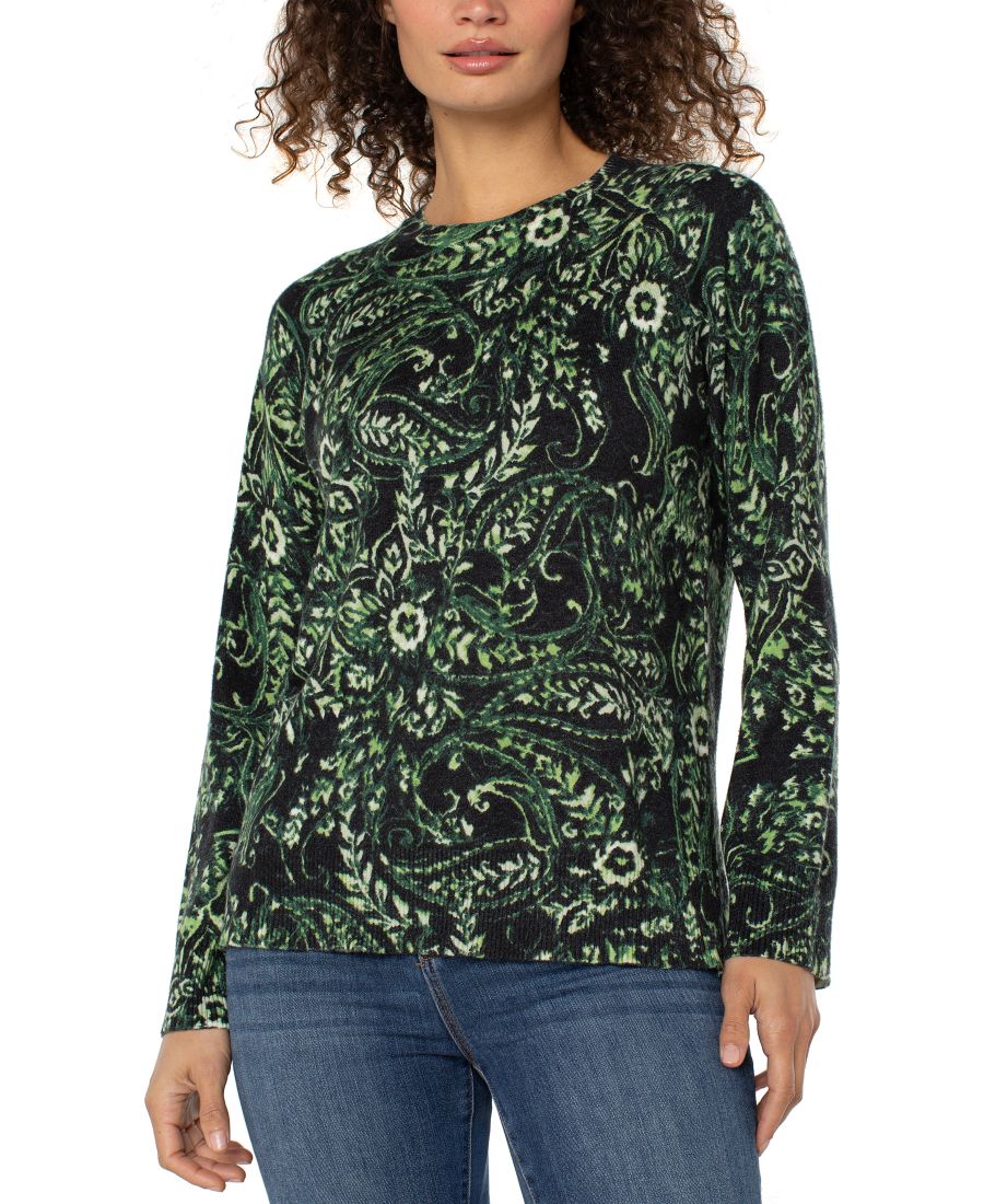 

Женский свитер с длинными рукавами и принтом Liverpool Los Angeles, Deep Green Paisley