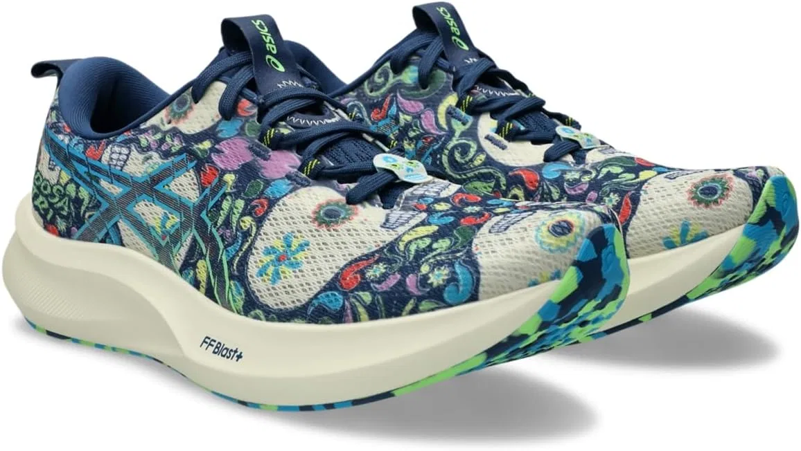 Кроссовки ASICS Herren Noosa TRI 16 Limited Edition Laufschuhe, Schwarz/Grün Gecko, 14, Midnight Blue Lime Burst — фото 2