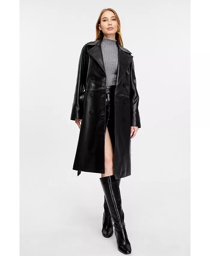 

Женское кожаное тренчкот, черный Furniq UK