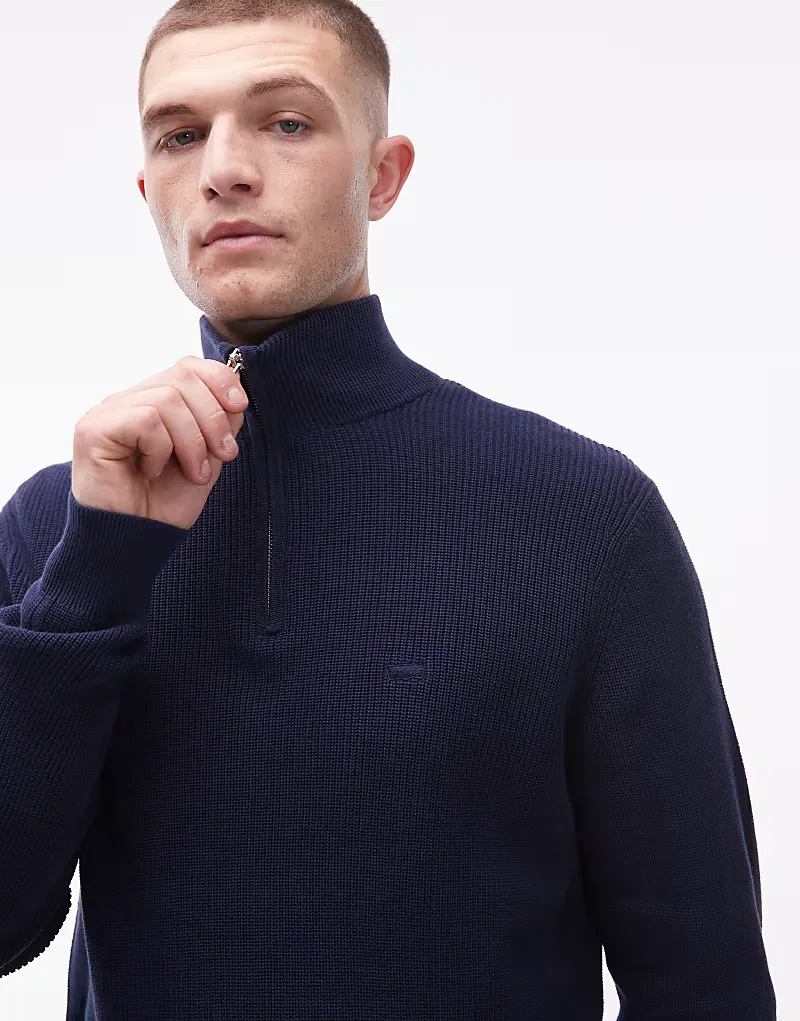 Вязаный джемпер Levis с застежкой-молнией на четверть длины Levi's, темно-синий — фото 4