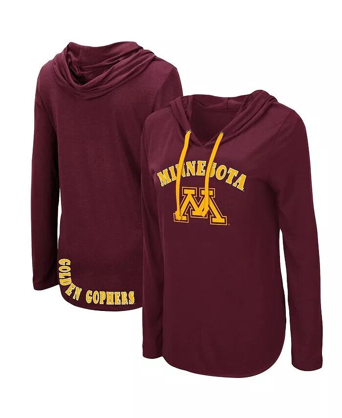

Женская бордовая легкая футболка с длинными рукавами и капюшоном Minnesota Golden Gophers My Lover Colosseum