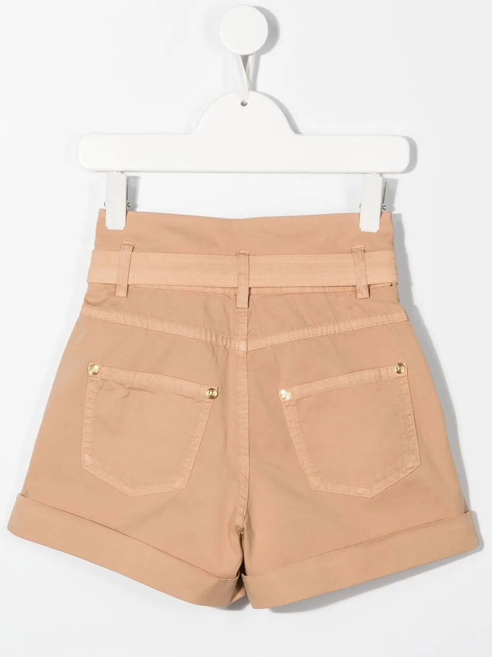 Шорты с завышенной талией и логотипом Balmain Kids, нейтральный — фото 2