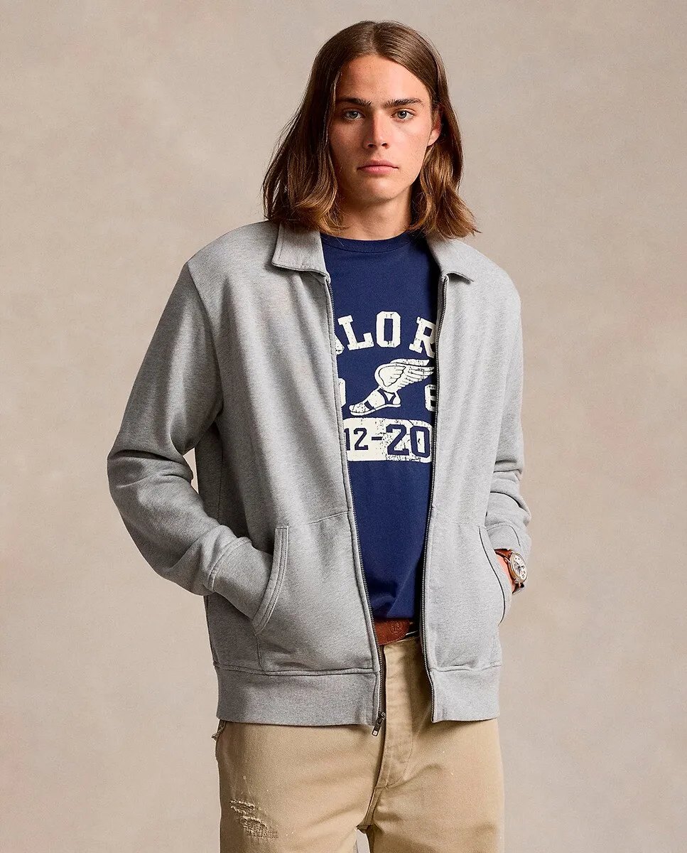 

Мужская куртка из хлопковой махровой ткани Polo Ralph Lauren, серый