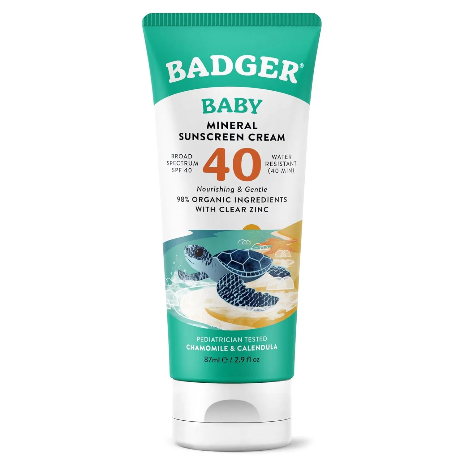 Детский минеральный солнцезащитный крем SPF 40 от Badger, 2.9 мл Badger