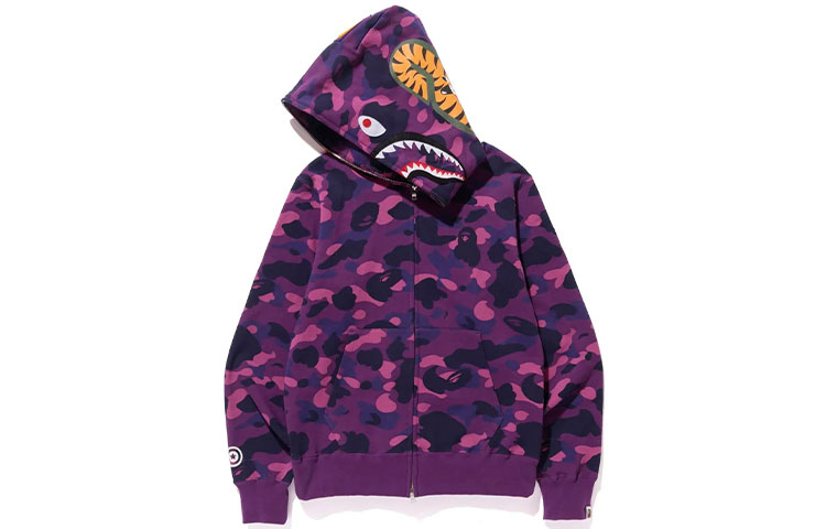 Футболка Bape Color Camo Shark Full Zip Hoodie SS23 A BATHING APE, черная — фото 2