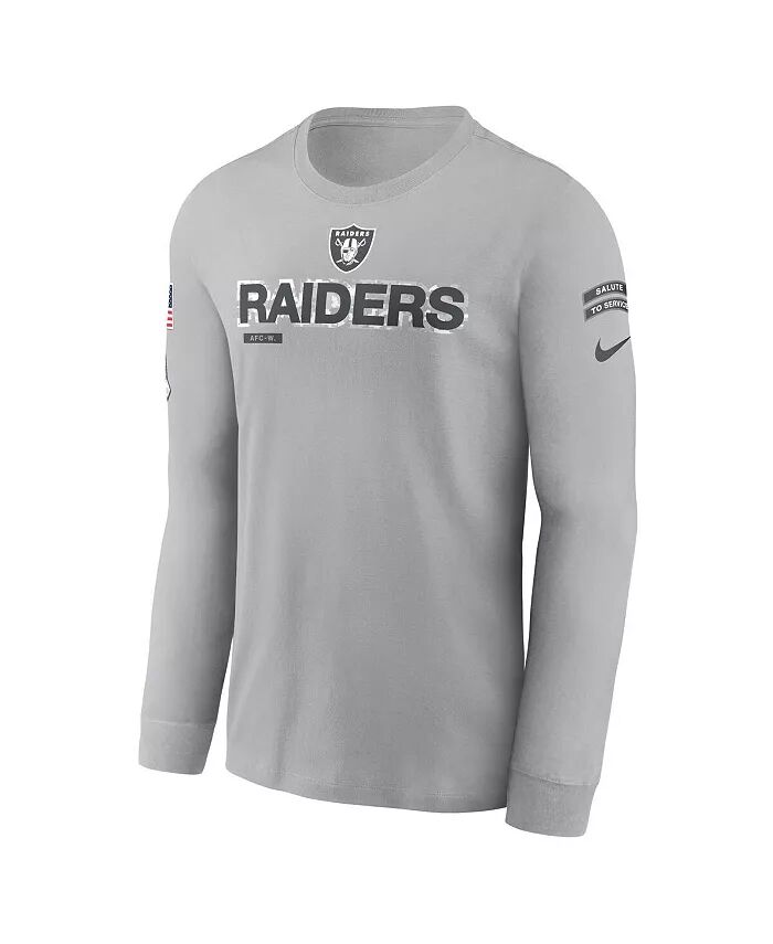 Мужская серая футболка с длинным рукавом Las Vegas Raiders 2024 Salute To Service Nike — фото 2