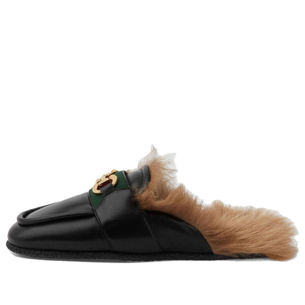 

Тапочки horsebit leather slippers 'black brown' Gucci, черный
