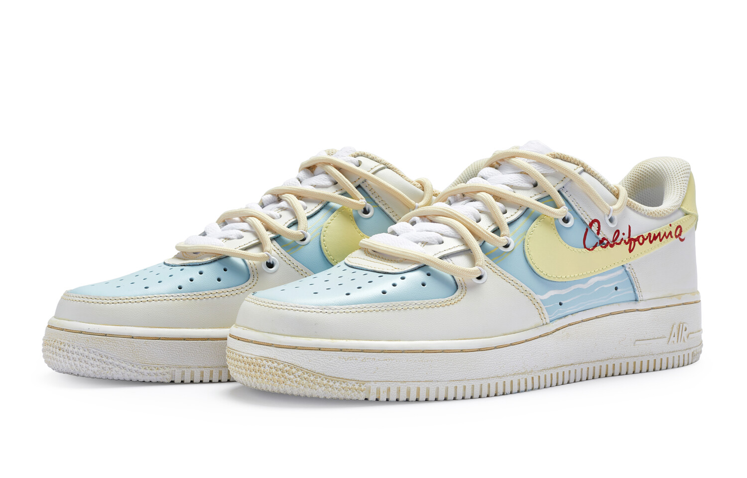 Кроссовки Nike Air Force 1 Skateboard Shoes Women's Low-Top Blue Yellow
