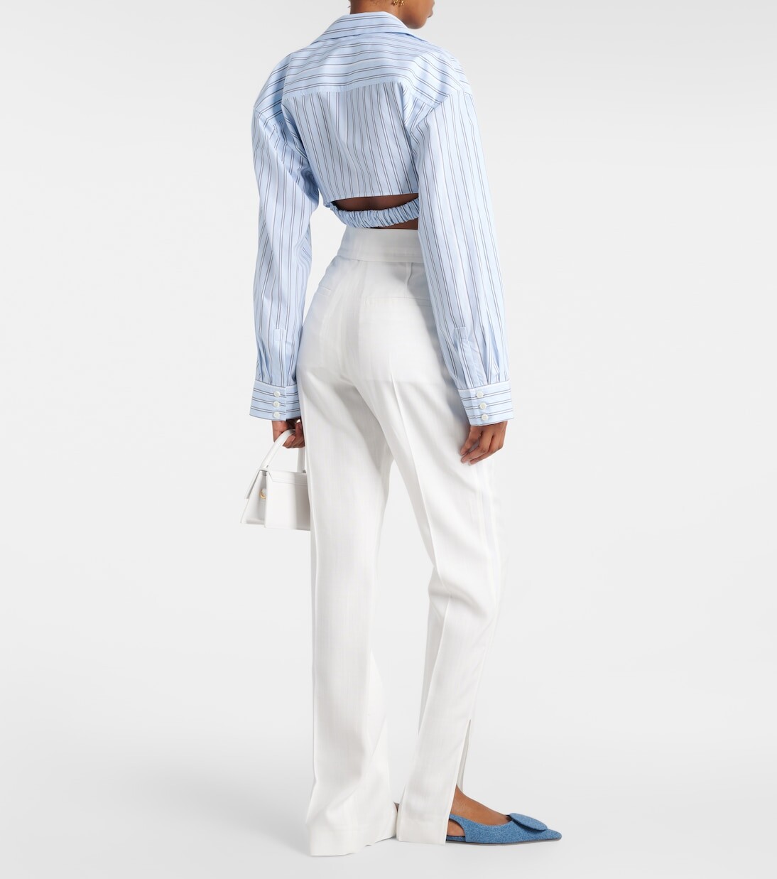 Хлопковый топ в полоску la chemise bahia courte Jacquemus, синий — фото 3