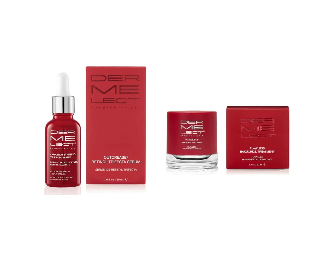 Набор для обновления кожи Dermelect (сыворотка для лица Dermelect Outcrease Retinol Trifecta и средство для ухода за кожей Dermelect Flawless Bakuchiol Treatment)