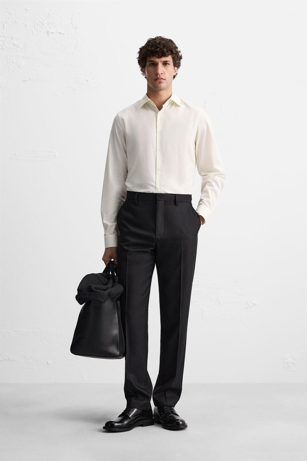

Фланелевая рубашка ZARA, экрю