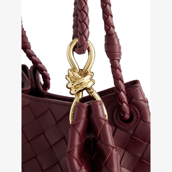 Маленькая сумка через плечо Bottega Veneta кожаная, бордовый — фото 3