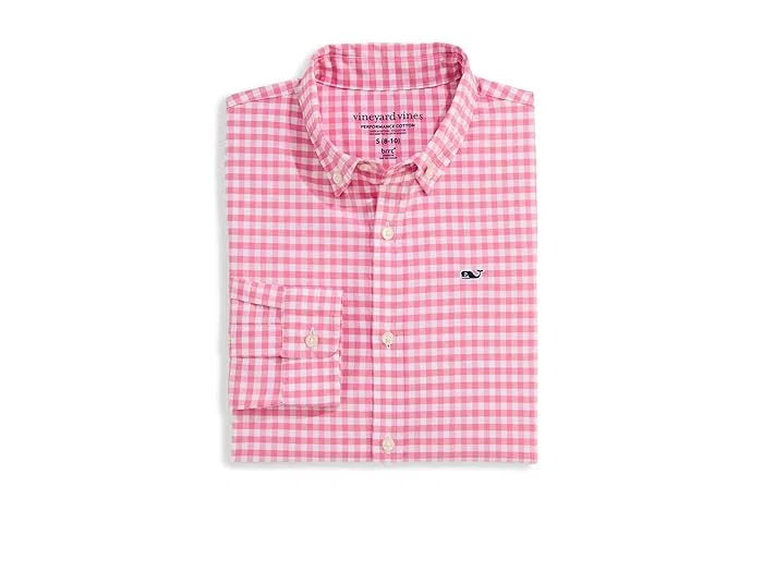 Рубашка хлопковая Skysail Gingham Perf Cotton Shirt Vineyard Vines Kids, Bahama Breeze — фото 2