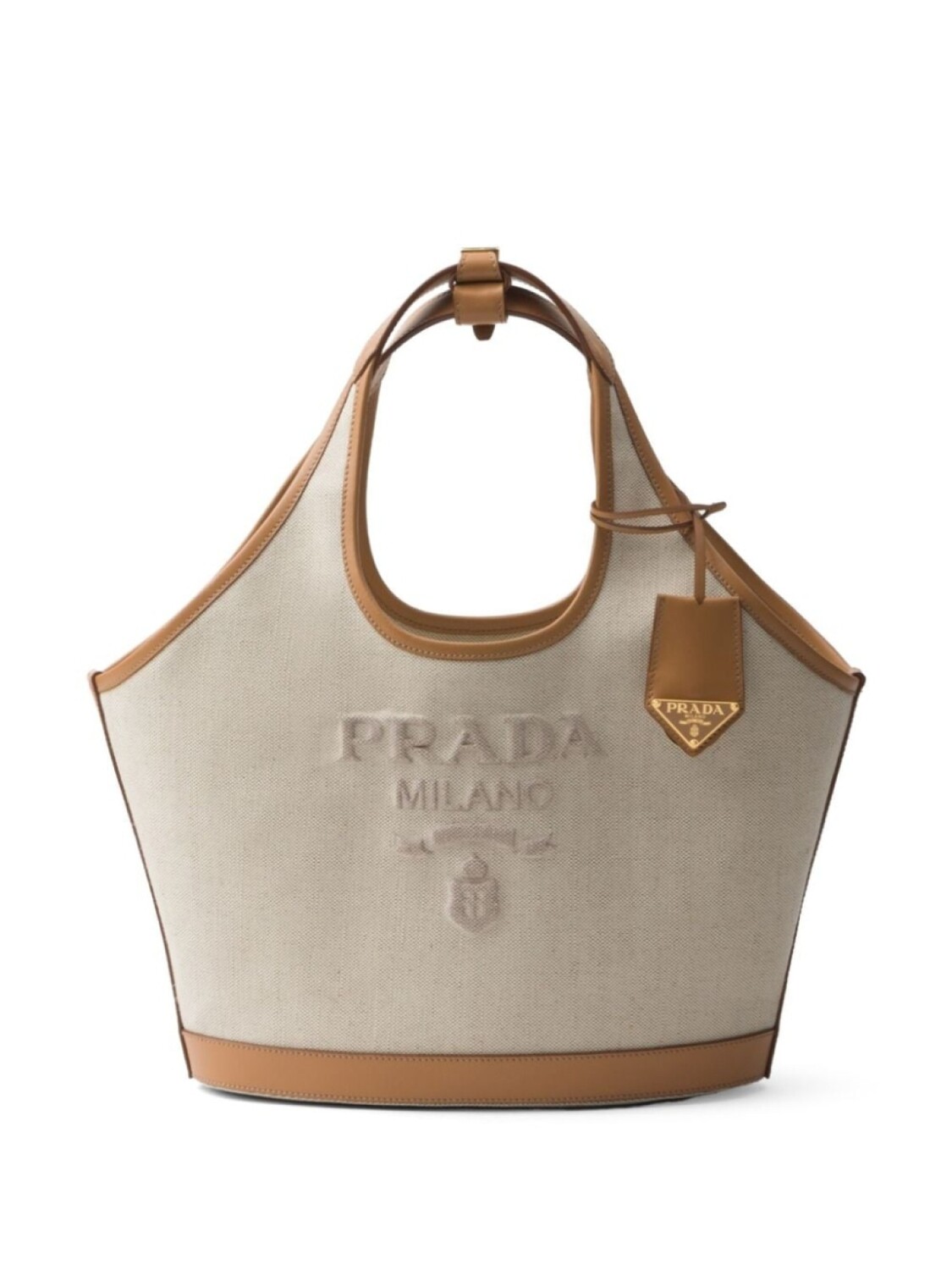 

Сумка-тоут Prada среднего размера с логотипом, нейтральный цвет