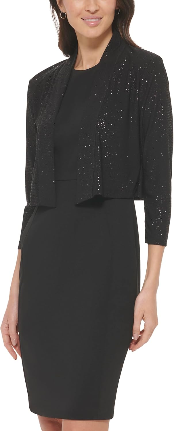Женская блузка-болеро Calvin Klein с длинными рукавами и блестками, Black — фото 3