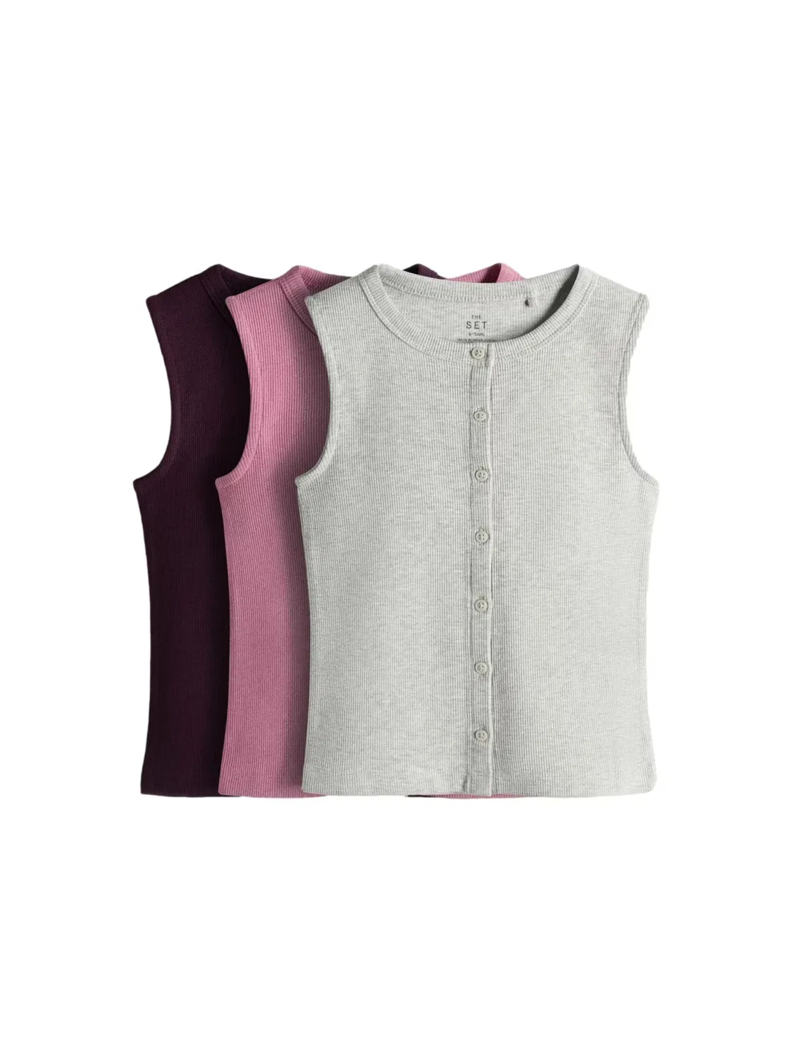 Топ The Set, Mottled Grey/Light Pink/Wine Red