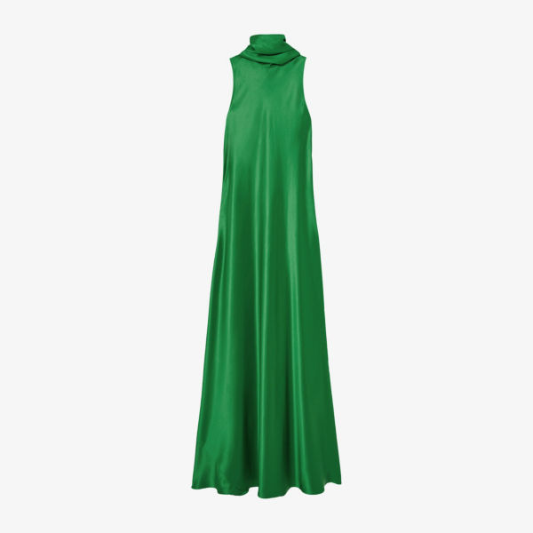 

Фея платье макси из сатина с запахом на спине Reiss, зеленый