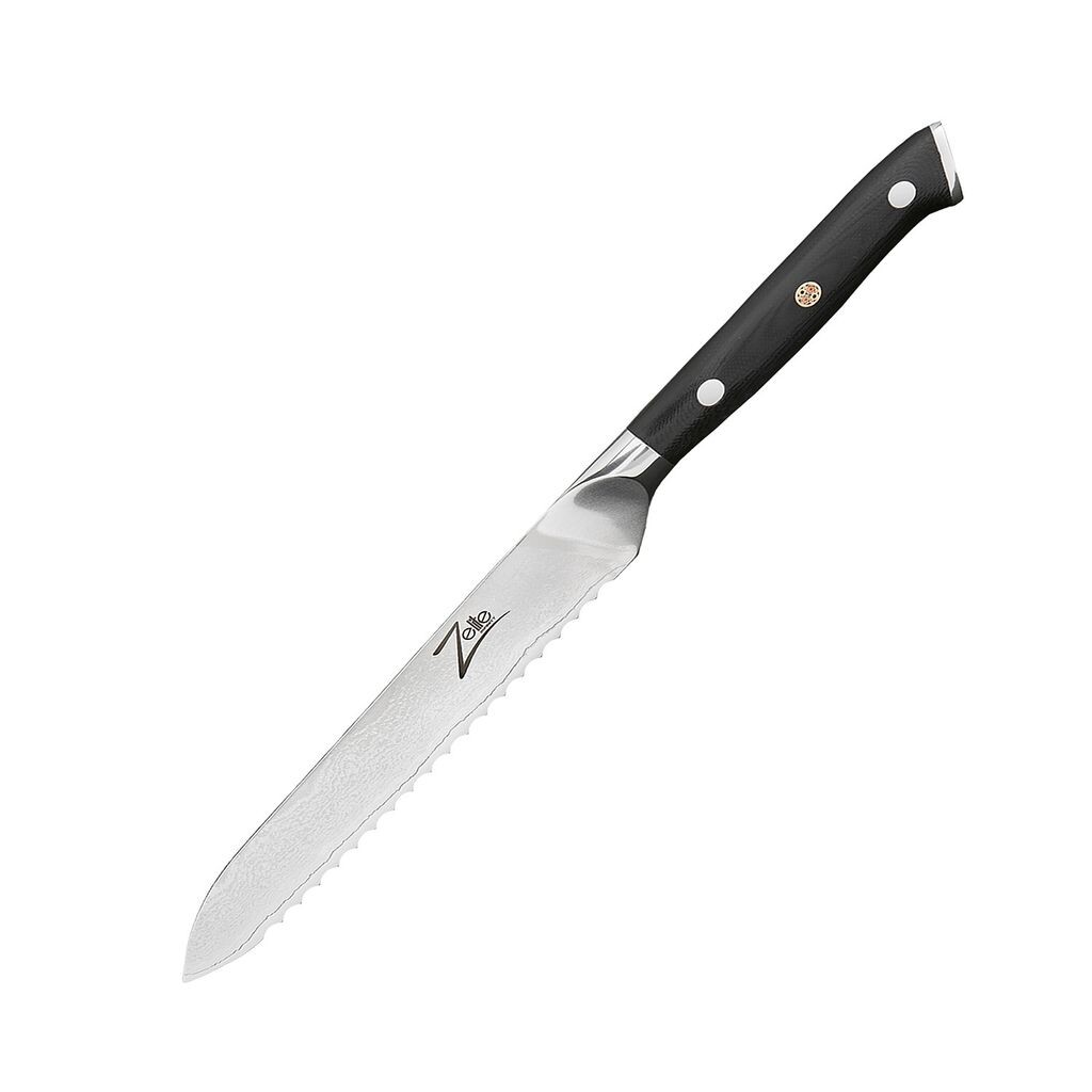 

Поварской нож Zelite Serrated, острый кухонный нож 14 см, японский нож для дома и общепита, профессиональный острый нож, поварской нож дамасский для кухни, нож дамасский с бесшовной обработкой Zelite Infinity by Klarstein
