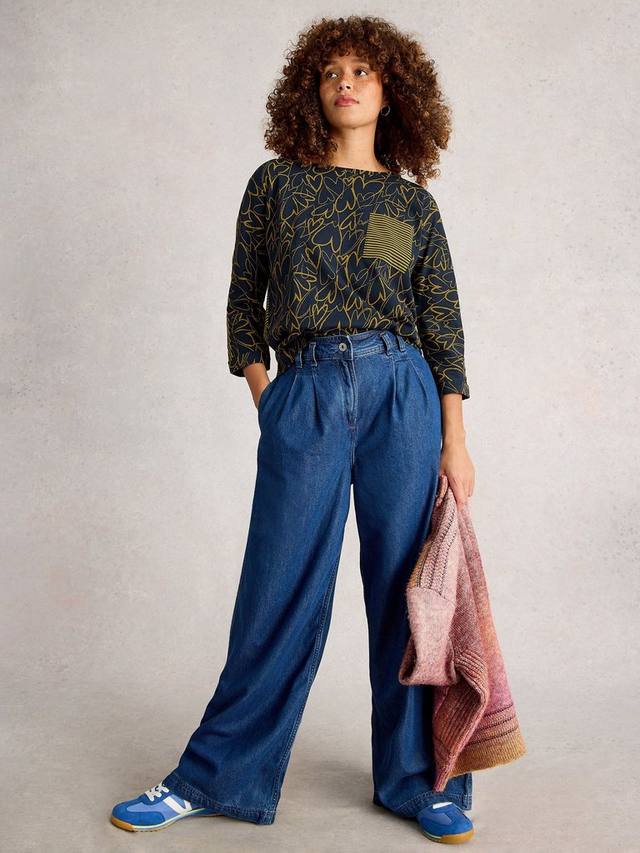 

Топ с принтом Demi Heart White Stuff, Navy/Multi