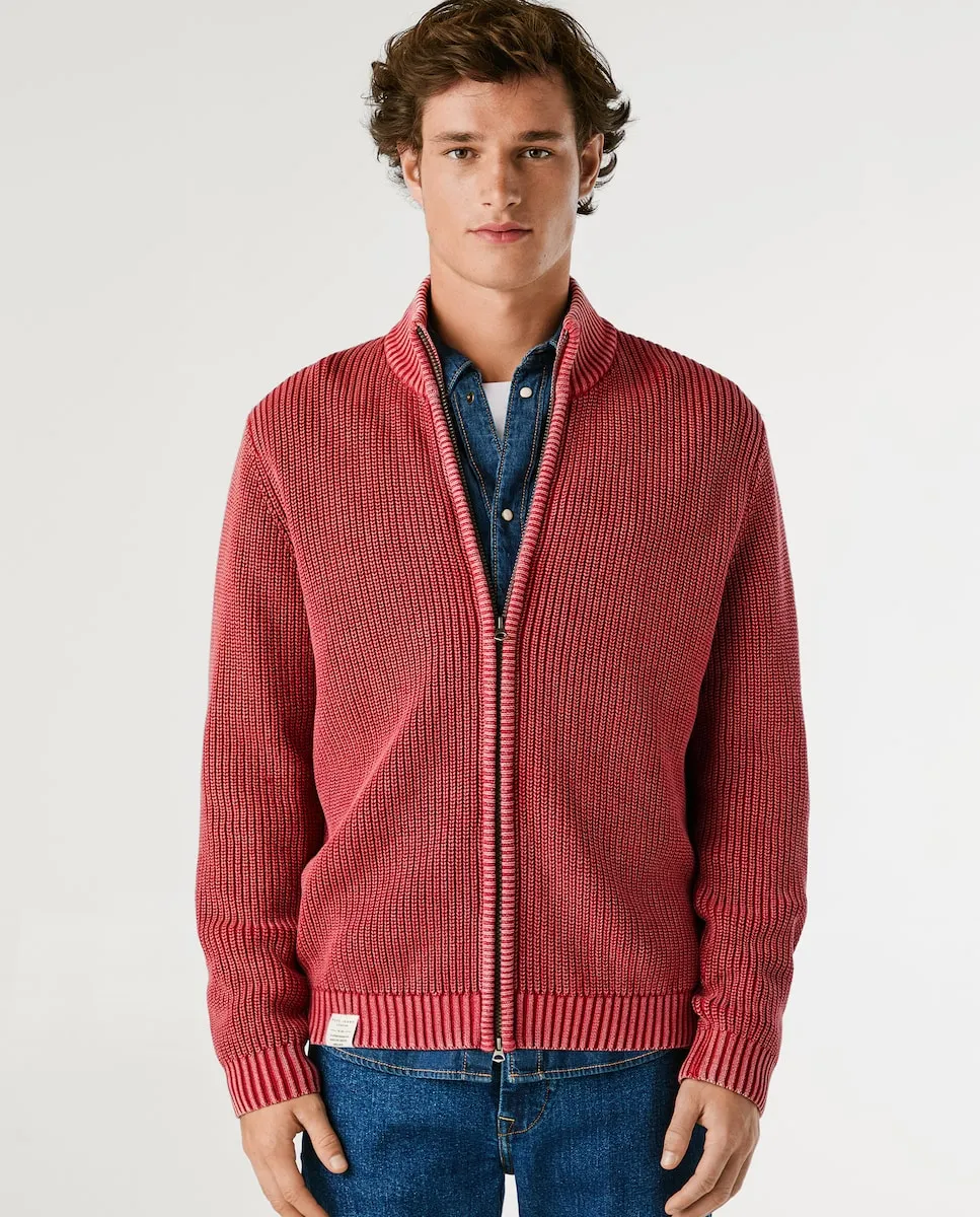 

Мужской свитер с высоким воротником и молнией Pepe Jeans, красный