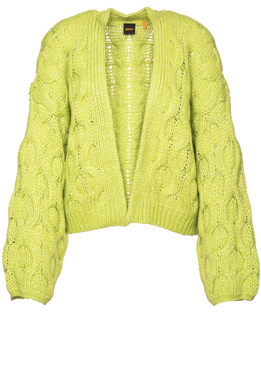 

Вязаный кардиган BOSS Knit Cardigan Flee, цвет neon green