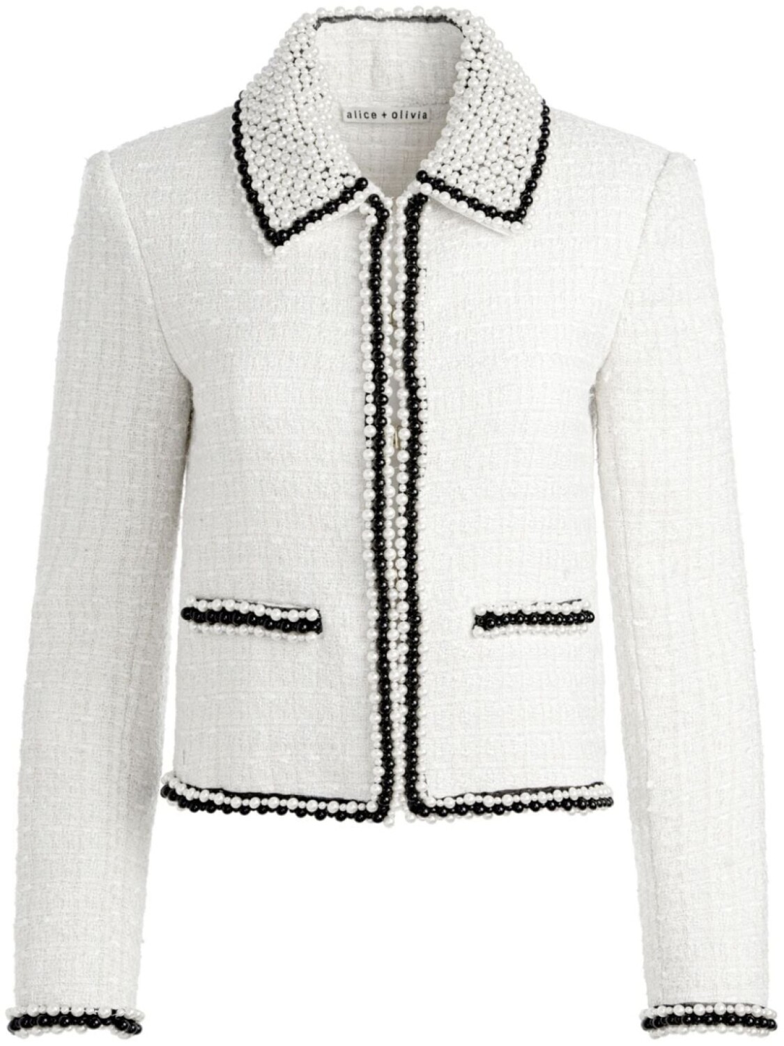 

alice + olivia твидовый жакет Kidman, белый