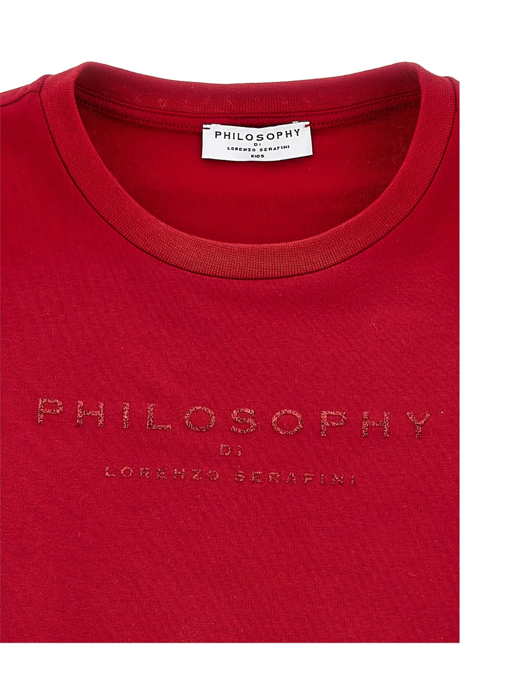 Футболка с логотипом и блестками Philosophy Di Lorenzo Serafini Kids, красный — фото 3
