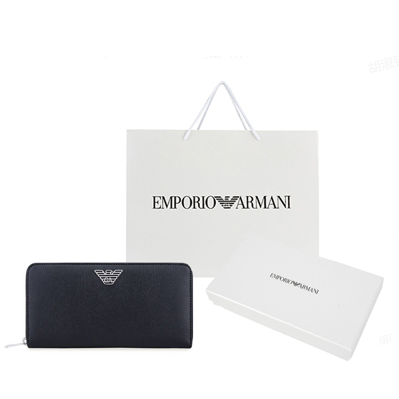 

EMPORIO ARMANI Кожаный кошелек с металлическим зажимом для денег черный мужской