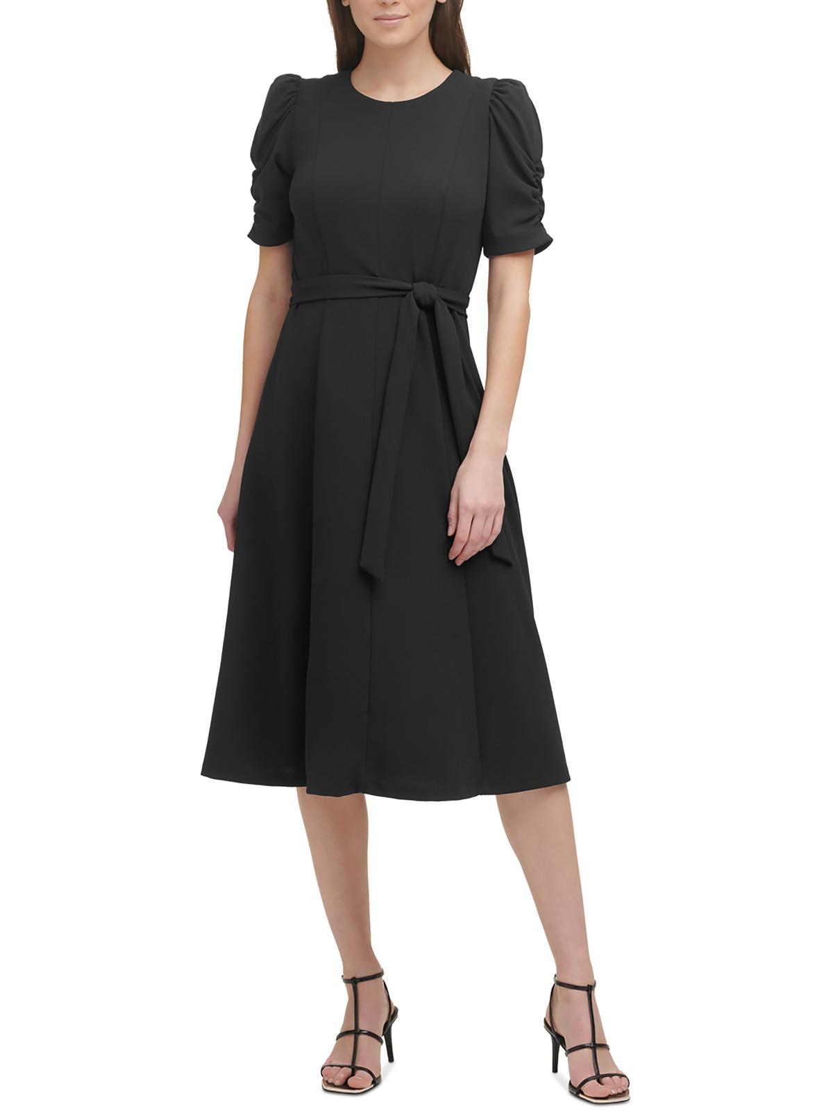 

Женское платье миди с оборками DKNY, черный