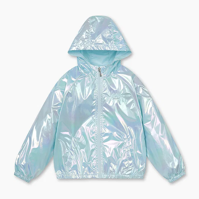 Детская мятная блестящая куртка из синтетической ткани от Benetton Kids