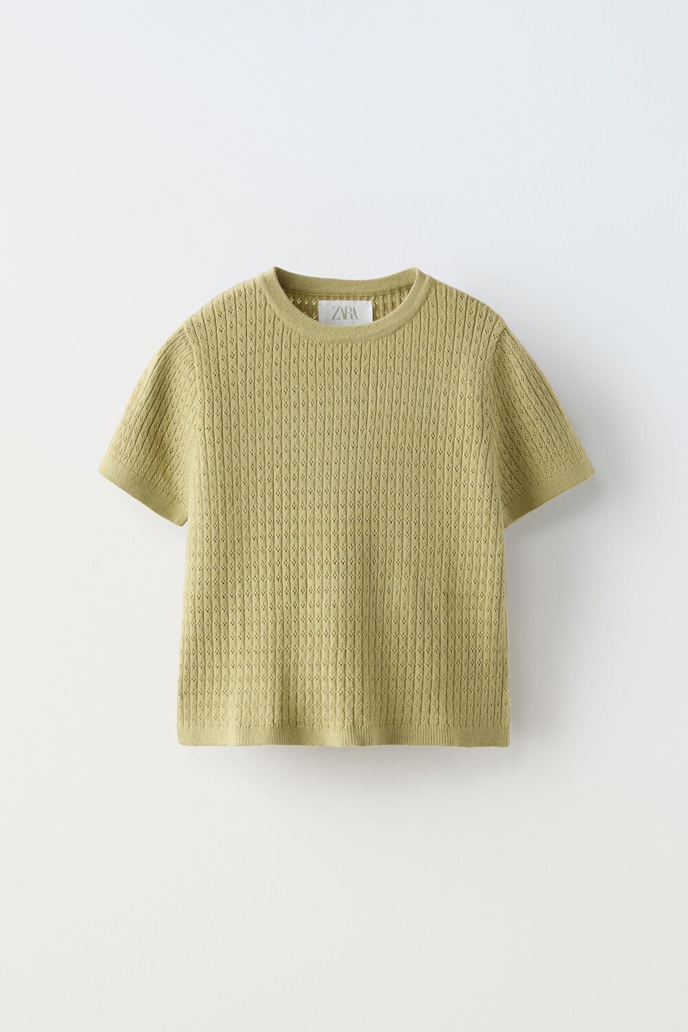 

Топ ажурной вязки ZARA, зеленый мергель