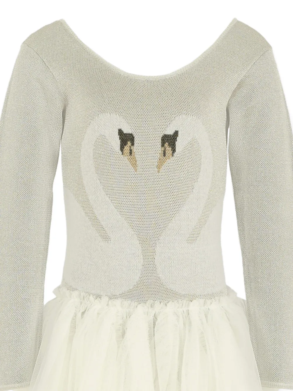 Платье из тюля с украшением в виде лебедя Stella Mccartney Kids, серый — фото 3