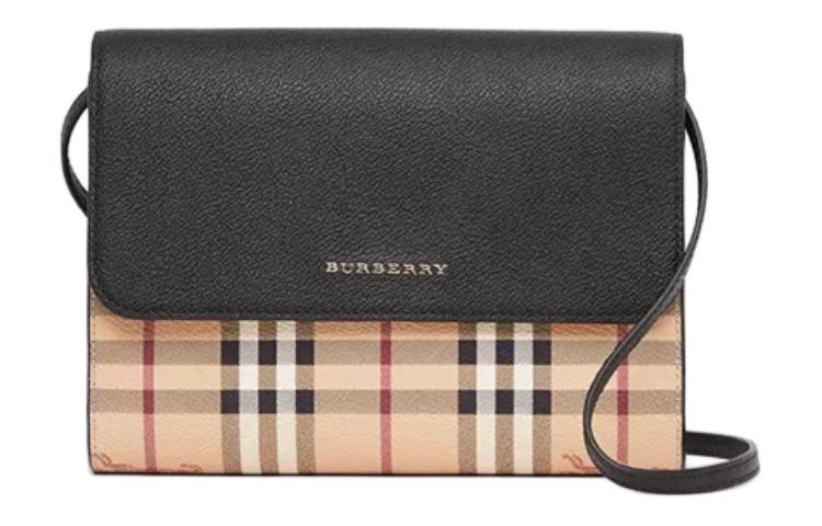 

Burberry Винтажная холщовая сумка через плечо с кожаными вставками