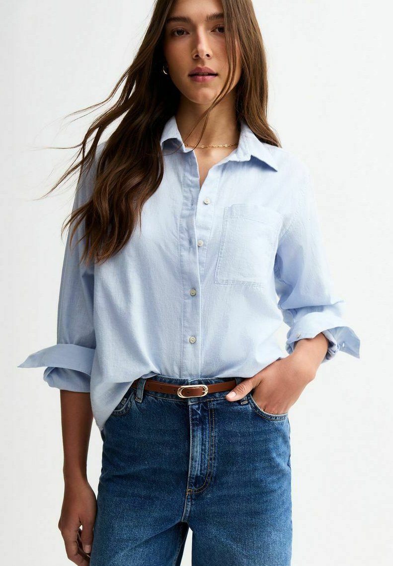 

Блузка на пуговицах LONG SLEEVE LINEN BLEND New Look, синий