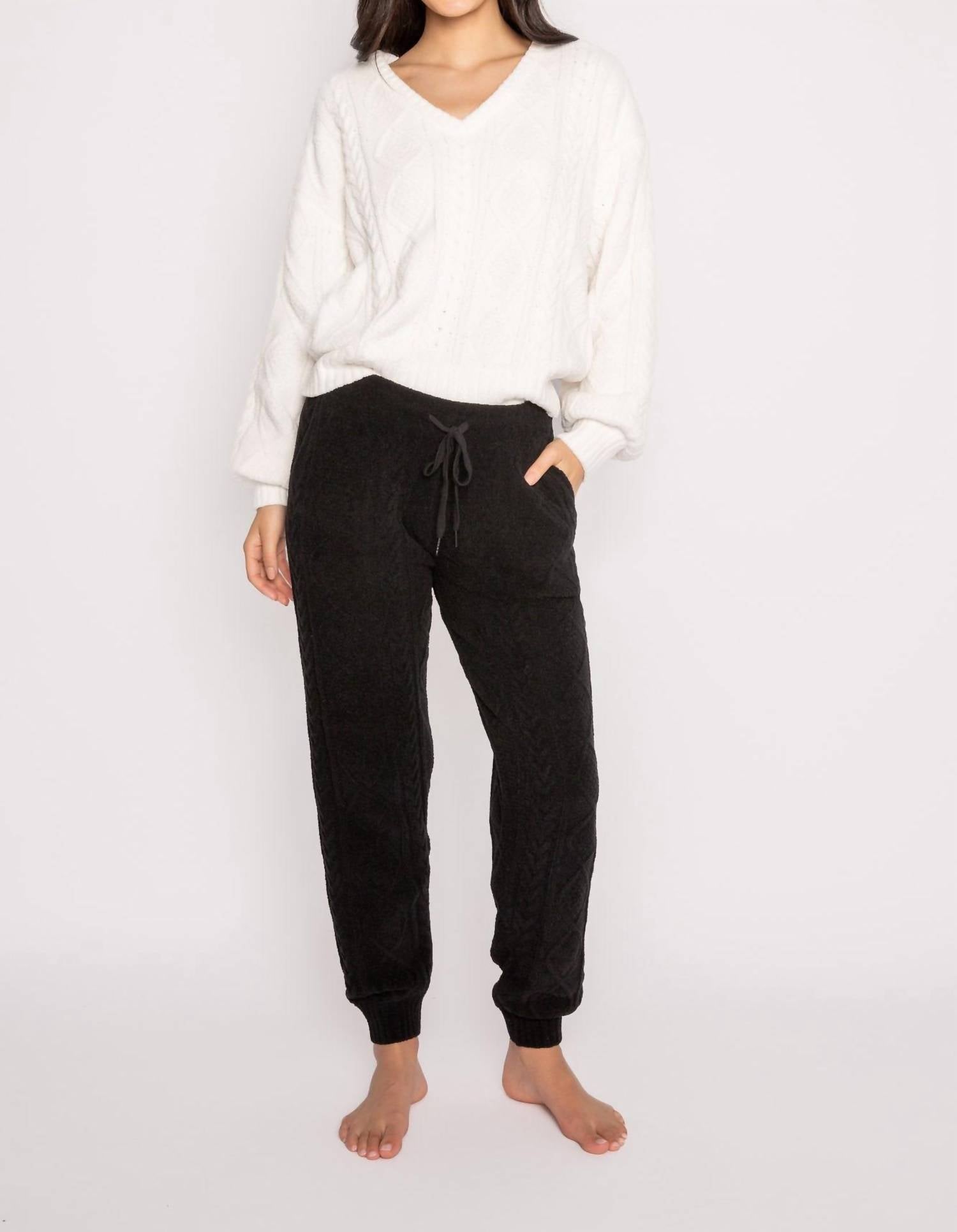 

Спортивные брюки Cable Sweater Banded Джоггеры черного цвета PJ Salvage