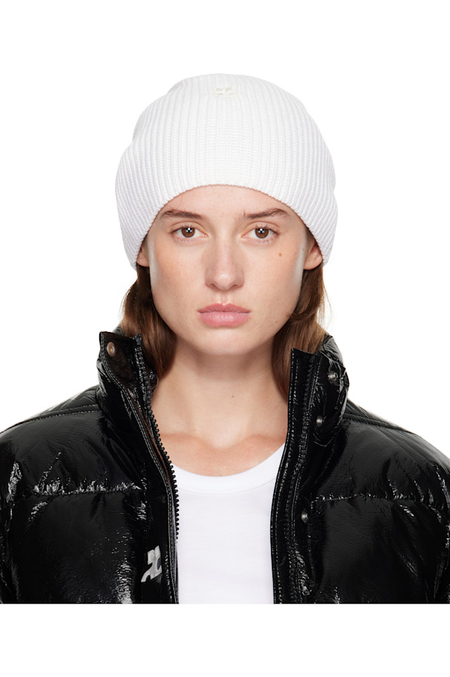 

Courrèges Белая шерстяная шапка-бини