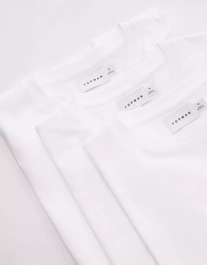 

Белая футболка классического кроя из трех комплектов Topman