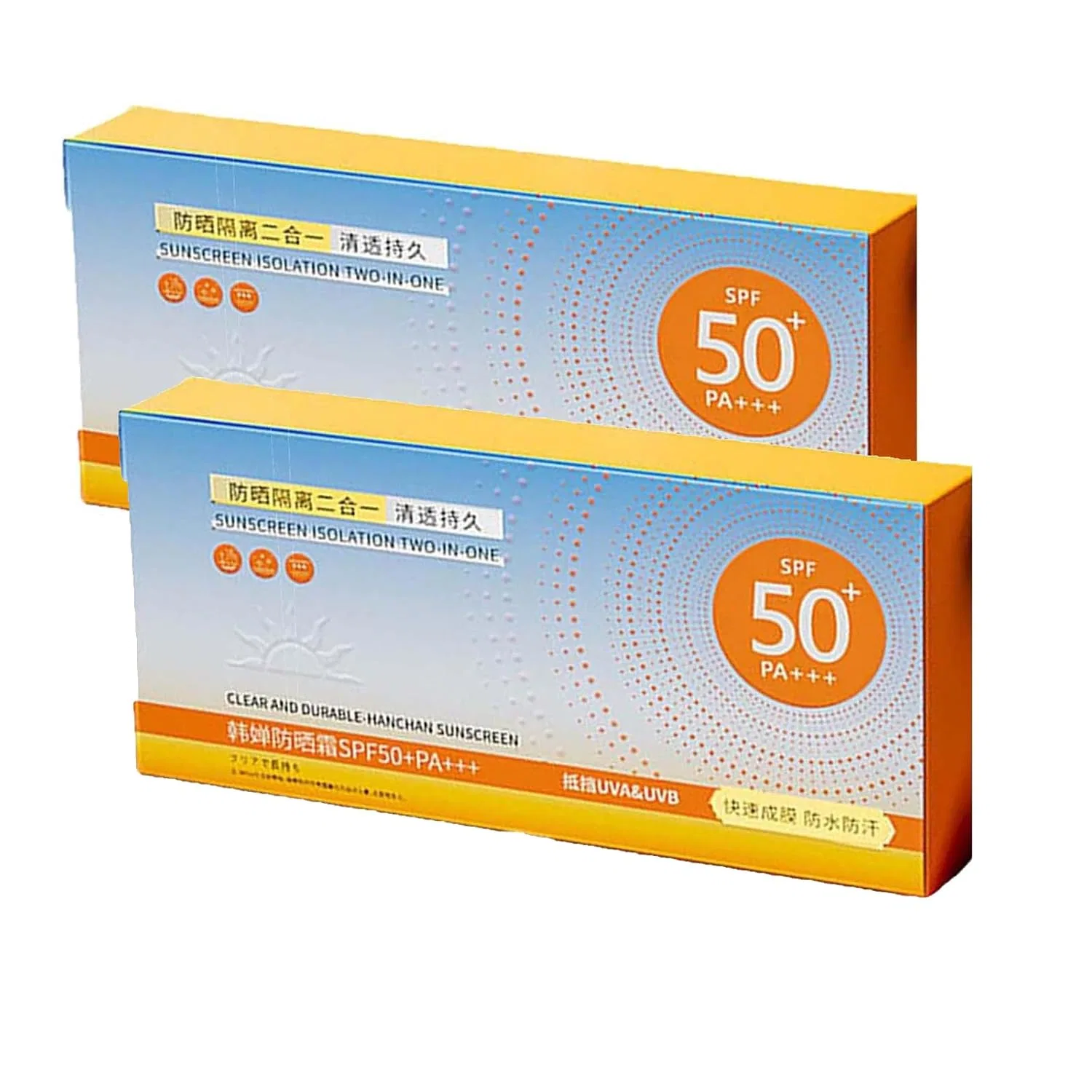 Мини-солнцезащитный крем SPF 50+ с UVA/UVB защитой, 50 шт. Generic, 2 Pieces.