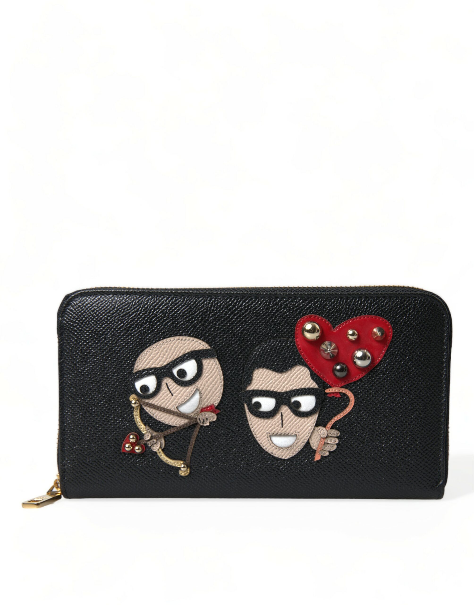 

Элегантный континентальный кожаный кошелек на молнии Dolce & Gabbana, черный