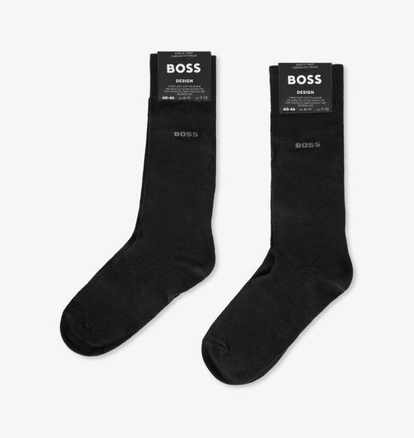 

Упаковка из двух носков из хлопковой смеси с интарсией и длинной резинкой Boss, черный