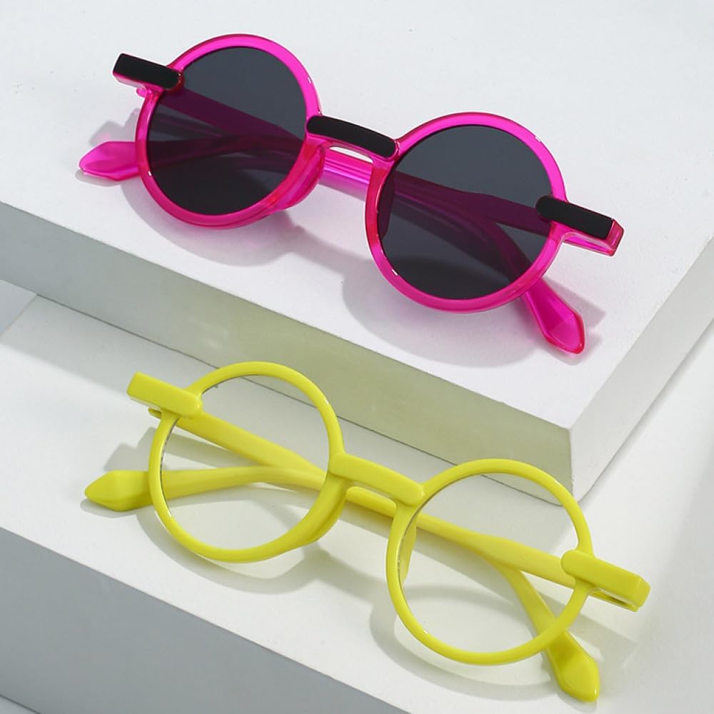 

LVTFCO Модные круглые солнцезащитные очки для женщин, трендовые разноцветные солнцезащитные очки в стиле панк с защитой от УФ-излучения UV400, женские очки, C5clear-pink