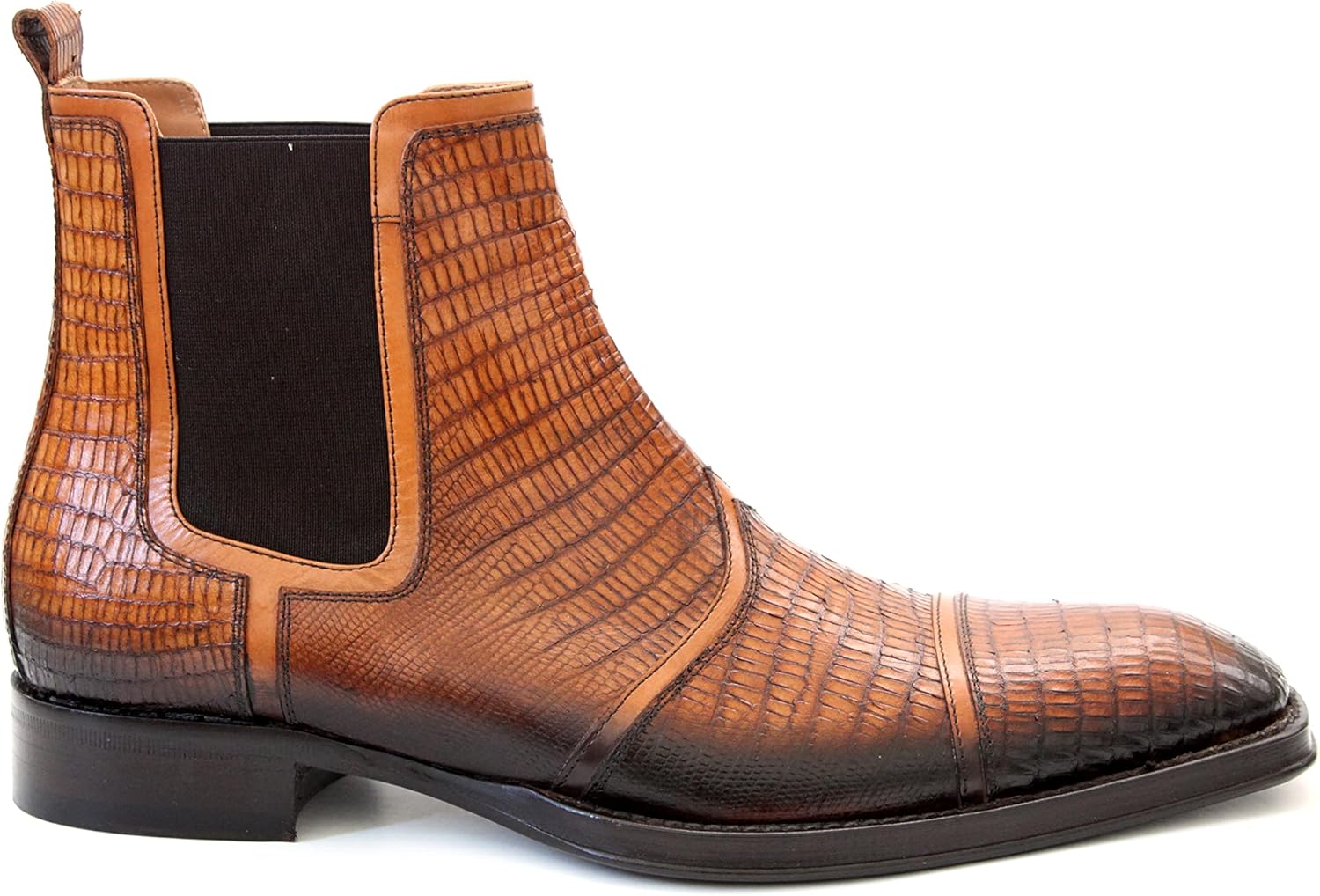 

Ботинки-казаки Jo Ghost 3226 с принтом ящерицы и кожей цвета итальянского коньяка