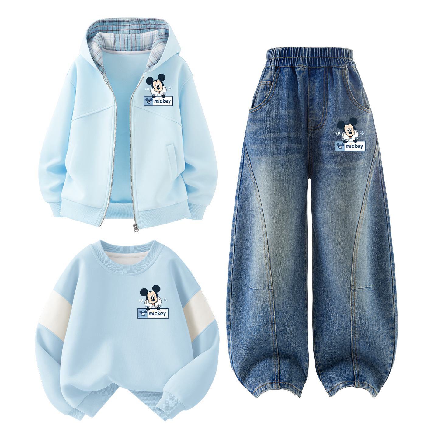 

Детская повседневная спортивная одежда с круглым вырезом Moderate Disney, di active k pudding синий+di lively k denim синий+di lively k pudding синий