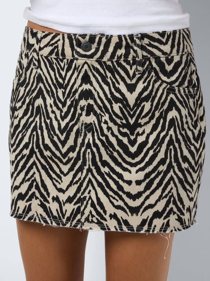

Юбка до колена Noisy may Kurzer Zebraprint Rock Low Waist Denim Jeansrock, кремовый