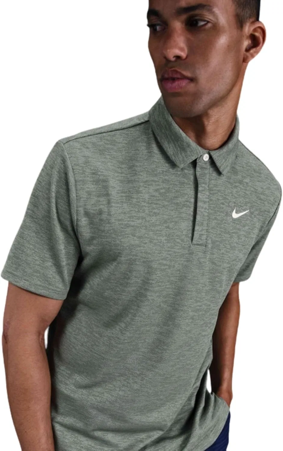Мужское поло Nike Dri-FIT Tour Jacquard, цвет Clay Green/Night Forest/Pale Ivory — фото 3